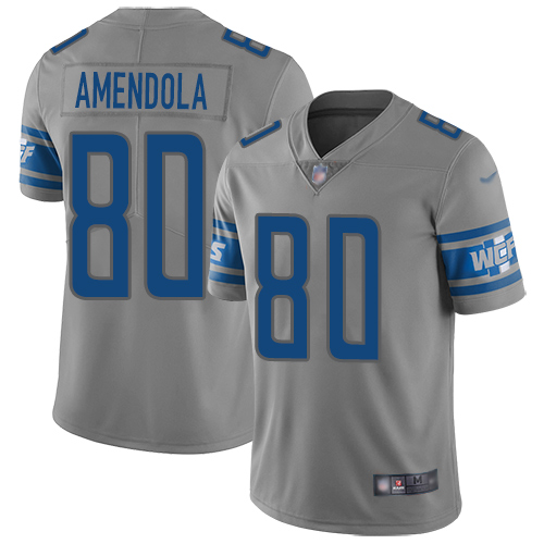 Detroit Lions Limited Gray Men Danny Amendola Jersey NFL Football #80 Inverted Legend